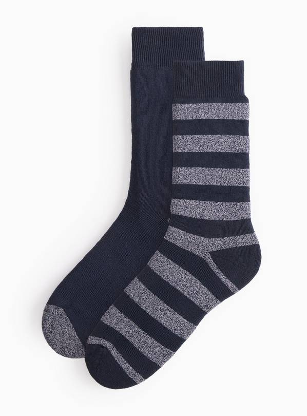 Blue & Grey Terry Welly Ankle Socks 2-Pack 9-12